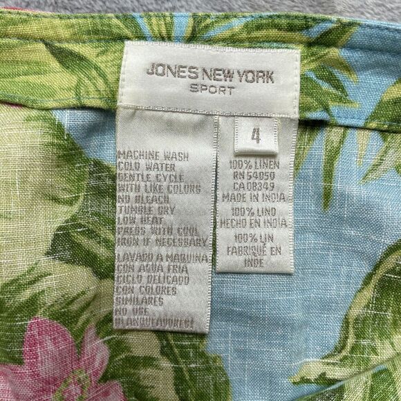 Jones New York Sport Linen Wrap Skirt Womens 4 Hawaiian Tropical Floral Midi - Picture 3 of 6